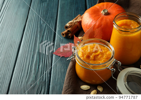 Concept of tasty food, pumpkin jam, space for text 94771787