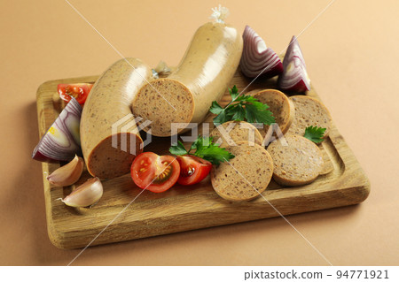 Concept of tasty food, liverwurst, close up Concept of tasty food, liverwurst, close up 94771921
