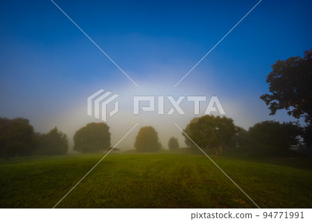 Rare White Rainbow Fogbow landscape in the morning 94771991