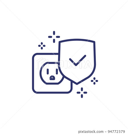 surge protection line icon with a shield 94772379