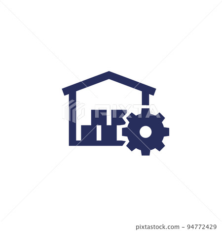warehouse, distribution optimization icon on white warehouse, distribution optimization icon on white 94772429