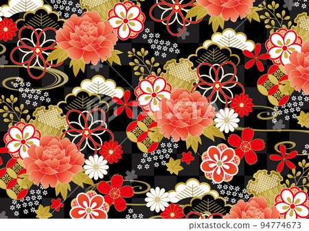 Gorgeous red and black Japanese pattern Gorgeous red and black Japanese pattern 94774673