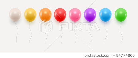 Vector set of colorful floating balloons with ribbons 94774806