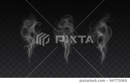 Vector set of realistic smoke effects on dark background Vector set of realistic smoke effects on dark background 94775069