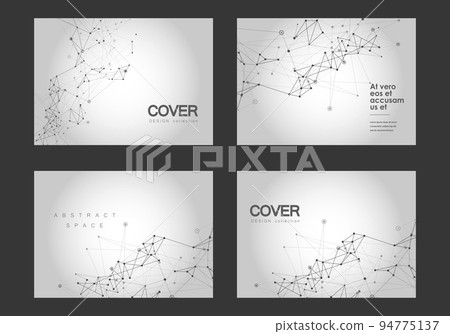 Atom molecule connection. Abstract geometric background with connected lines and dots. Technology polygonal cover brochure. Neuron catalog illustration 94775137