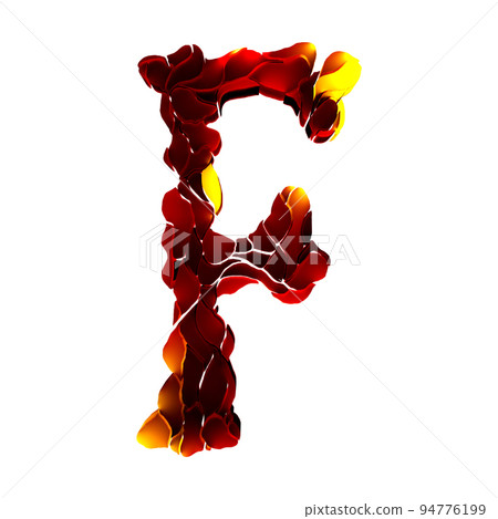 3D rendering cracked font.Distressed letter with mystic glowing on transparent background. 94776199