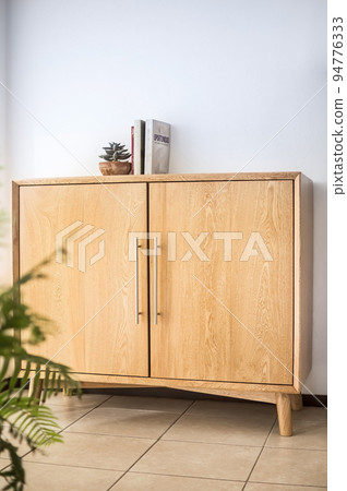 Classy and Modern Luxury Wooden Storage Buffet Cabinet for Home Interiors Furniture in Isolated Background 94776333