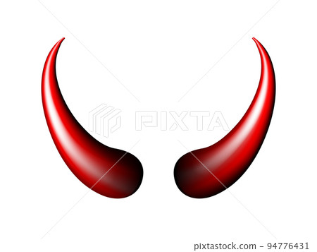 Realistic red and black Halloween Devil Horns . Satan demon accessories. 94776431