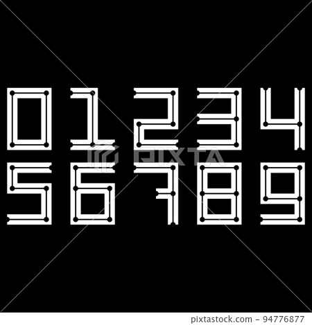 Decorative white numbers on black background.Art font. Decorative white numbers on black background.Art font. 94776877