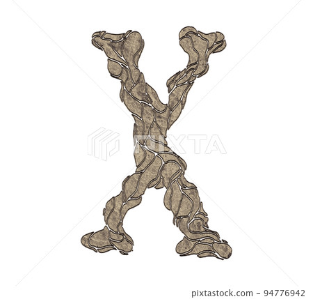Brown divided stone uppercase letter isolated on white background. Brown divided stone uppercase letter isolated on white background. 94776942
