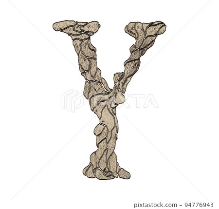 Brown divided stone uppercase letter isolated on white background. 94776943