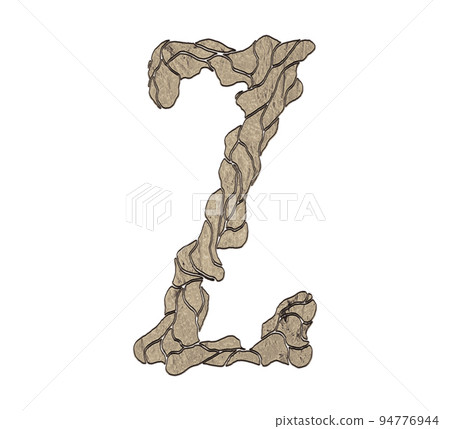 Brown divided stone uppercase letter isolated on white background. Brown divided stone uppercase letter isolated on white background. 94776944