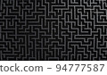 Wide angle camera realistic 3D illustration of the dark granite stone maze or labyrinth rendered as background 94777587