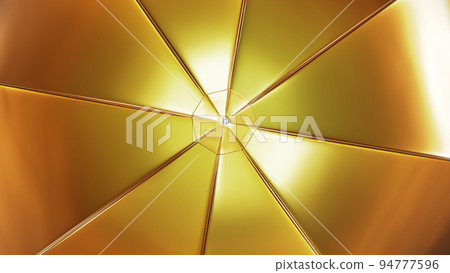 Realistic 3D illustration of the glossy golden metallic fabric umbrella or parasol rendered as background Realistic 3D illustration of the glossy golden metallic fabric umbrella or parasol rendered as background 94777596