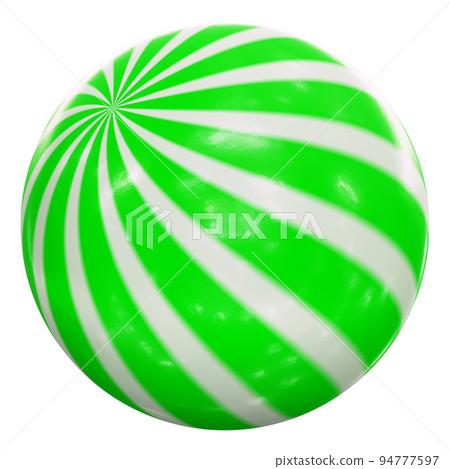 Realistic 3D illustration of the beautiful delicious green and white striped lime flavor candy isolated on white Realistic 3D illustration of the beautiful delicious green and white striped lime flavor candy isolated on white 94777597