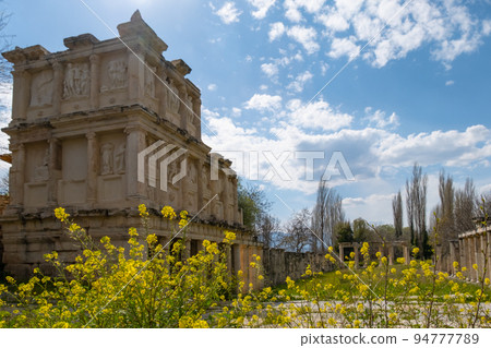 Sculpted Greek mask recovered from the ruins of the theater of Aphrodisias ancient city Aydin, Turkey Sculpted Greek mask recovered from the ruins of the theater of Aphrodisias ancient city Aydin, Turkey 94777789