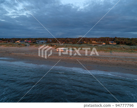 Caravan Campig Sunset beautiful landscape beach sand dunes near Melbystrand Laholm Sweden coast outdoor Lifestyle 94777796