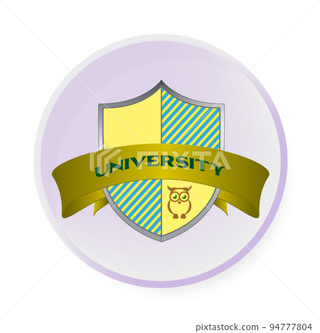 Security shield and yellow ribbon, science logo, university 94777804