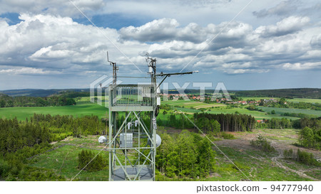Station science meteorology tower atmospheric research drone aerial weather, measuring ozone O3, carbon methane CH4, carbon dioxide CO2, nitrogen oxygen 02, mountain spruce Rajec, bark beetle Station science meteorology tower atmospheric research drone aerial weather, measuring ozone O3, carbon methane CH4, carbon dioxide CO2, nitrogen oxygen 02, mountain spruce Rajec, bark beetle 94777940
