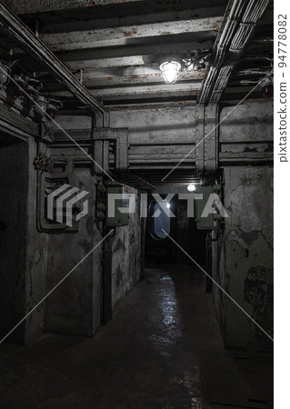 Abstract dark military bunker interior, vertical photo Abstract dark military bunker interior, vertical photo 94778082