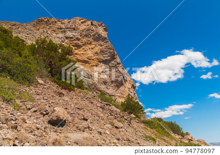 Summer Crimean landscape with coastal rock. Novyi Svit, Crimea 94778097