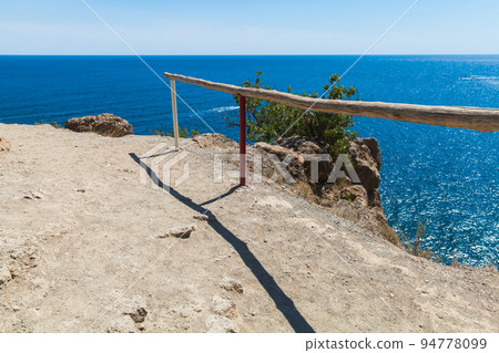 Crimean landscape. Wooden railings of Golitsyn trail Crimean landscape. Wooden railings of Golitsyn trail 94778099