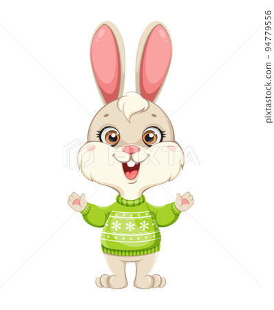 Cute Rabbit cartoon character. Funny bunny - Stock Illustration ...