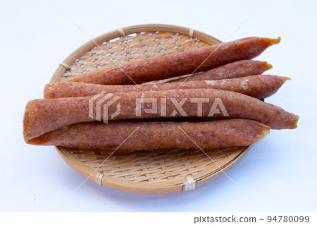 Chinese sausage on white background. 94780099