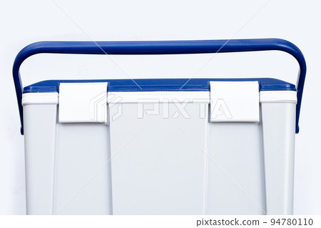 Handheld white blue refrigerator on white Handheld white blue refrigerator on white 94780110