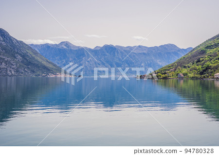 Harbour and boats at Boka Kotor bay Boka Kotorska, Montenegro, Europe Harbour and boats at Boka Kotor bay Boka Kotorska, Montenegro, Europe 94780328