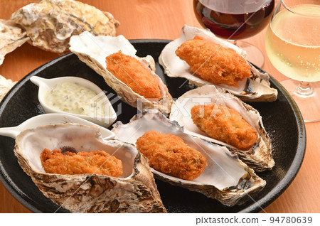 Delicious Oyster Snacks Fried Oysters and Wine Delicious Oyster Snacks Fried Oysters and Wine 94780639