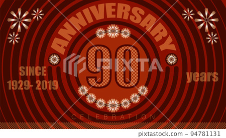 90th anniversary emblems. vintage retro style. small to big circle from center. creative poster design. vector illustration eps10 90th anniversary emblems. vintage retro style. small to big circle from center. creative poster design. vector illustration eps10 94781131