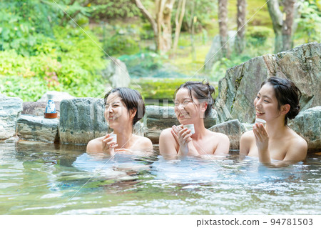 Hot spring, open-air bath, girls' trip Hot spring, open-air bath, girls' trip 94781503