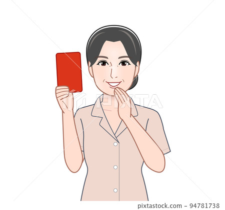woman holding red card woman holding red card 94781738