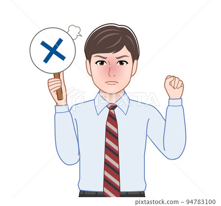 A man with a correct/incorrect judgment plate A man with a correct/incorrect judgment plate 94783100