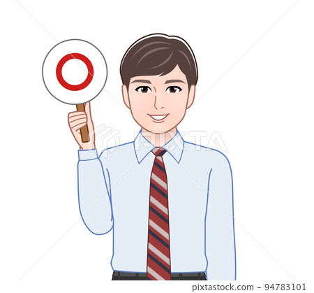 A man with a correct/incorrect judgment plate A man with a correct/incorrect judgment plate 94783101