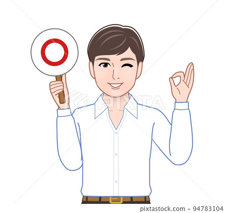 一個有正確/錯誤判斷板的人 一個有正確/錯誤判斷板的人 94783104