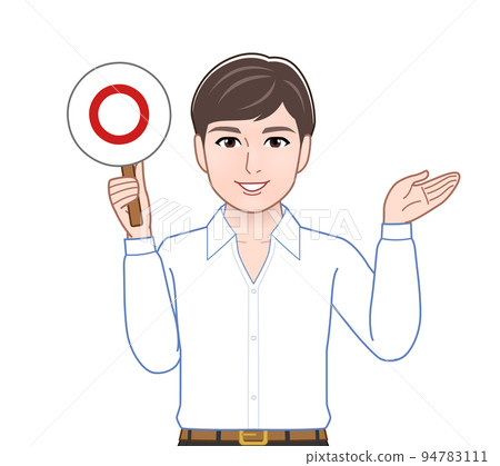一個有正確/錯誤判斷板的人 一個有正確/錯誤判斷板的人 94783111