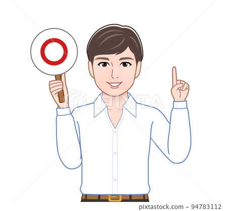 一個有正確/錯誤判斷板的人 一個有正確/錯誤判斷板的人 94783112
