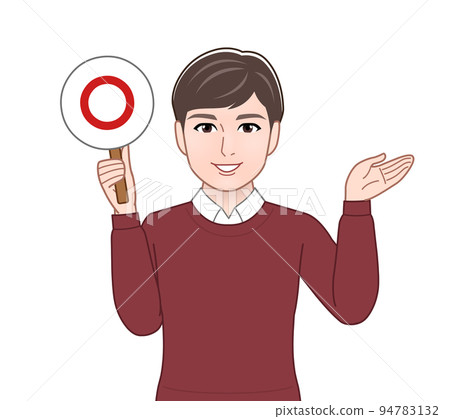 一個有正確/錯誤判斷板的人 一個有正確/錯誤判斷板的人 94783132