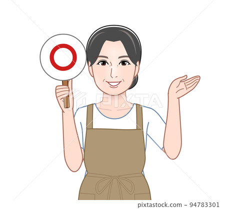 A woman holding a correct/wrong judgment plate A woman holding a correct/wrong judgment plate 94783301