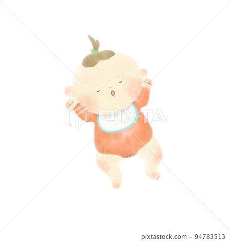 Watercolor hand-drawn illustration material of a cute baby taking a nap Watercolor hand-drawn illustration material of a cute baby taking a nap 94783513