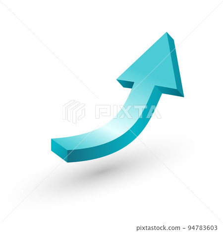 上升箭頭的 3d 圖標 94783603