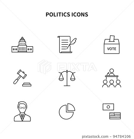 Simple icon set | Diet, politics, administration, legislation, judiciary, government Simple icon set | Diet, politics, administration, legislation, judiciary, government 94784106