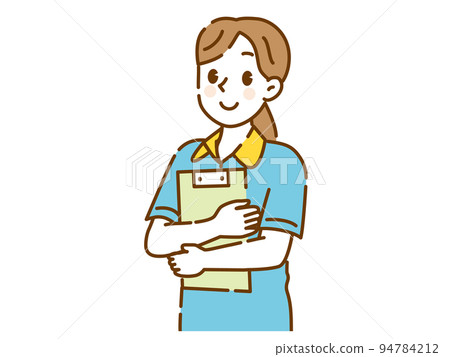 A young caregiver woman wearing a polo shirt 94784212