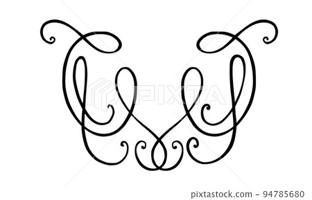 Flourish ornament as monogram or divider for wedding invitations and other designs. Handdrawn flourish isolated in white background. Vector illustration 94785680