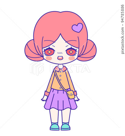 Illustration of isolated cute chibi Harajuku fashion girl 94785886