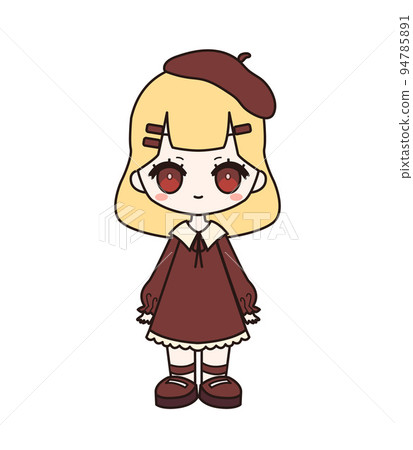 Illustration of isolated Japanese style kawaii cute chibi blonde girl Illustration of isolated Japanese style kawaii cute chibi blonde girl 94785891