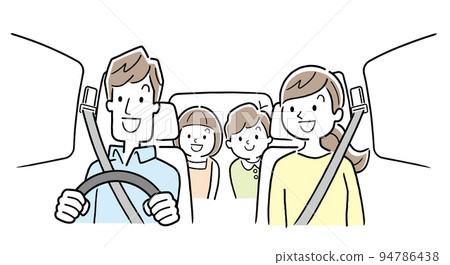 Vector illustration material: family of four going out by car Vector illustration material: family of four going out by car 94786438