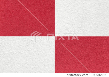 Texture of craft white and red paper background with cells pattern, macro. Vintage dense kraft ruby cardboard. 94786493